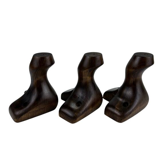 Vintage 3 Mid Century Modern Wooden Furniture Legs Tapered Corner Style 5" x 5" - Picture 6 of 7